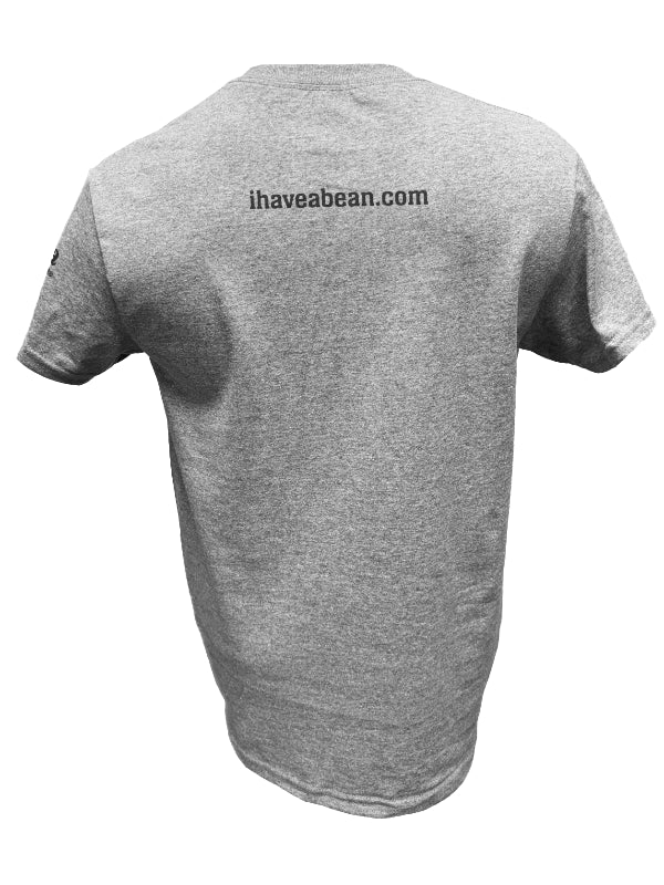 Back view of 'Wreaking Havoc on Bad Coffee One Cup At A Time' grey t-shirt on a white background