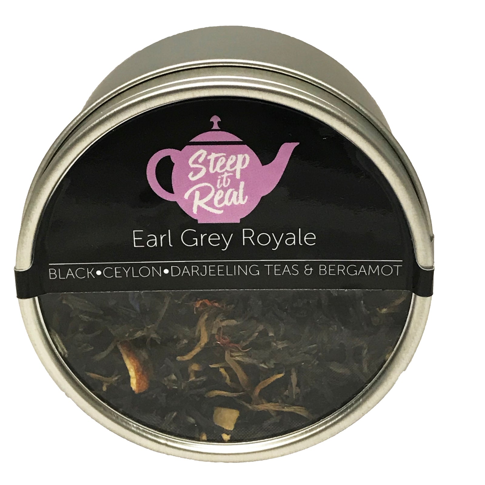 Front view product shot of Earl Grey Royale black tea canister